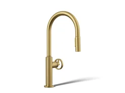 Touchless pull-down kitchen sink faucet with two-function sprayhead