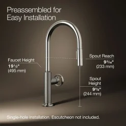 Touchless pull-down kitchen sink faucet with two-function sprayhead