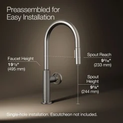 Touchless pull-down kitchen sink faucet with two-function sprayhead