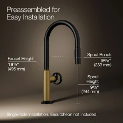 Touchless pull-down kitchen sink faucet with two-function sprayhead