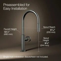 Touchless pull-down kitchen sink faucet with two-function sprayhead