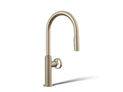 Touchless pull-down kitchen sink faucet with two-function sprayhead