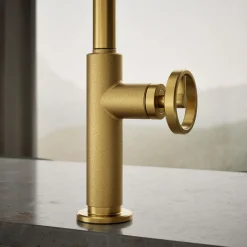 Touchless pull-down kitchen sink faucet with two-function sprayhead