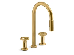 Touchless pull-down kitchen sink faucet with two-function sprayhead