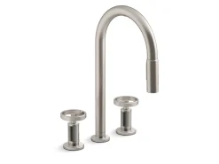Touchless pull-down kitchen sink faucet with two-function sprayhead