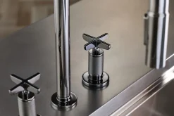 Touchless pull-down kitchen sink faucet with two-function sprayhead