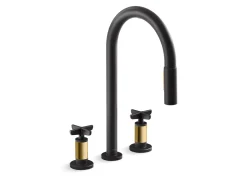 Touchless pull-down kitchen sink faucet with two-function sprayhead