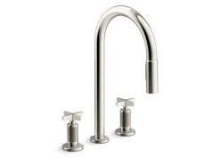 Touchless pull-down kitchen sink faucet with two-function sprayhead