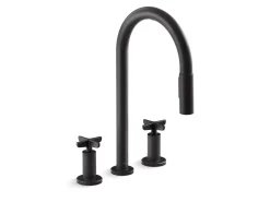 Touchless pull-down kitchen sink faucet with two-function sprayhead