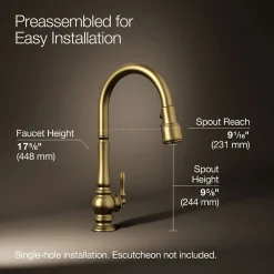 Touchless pull-down kitchen sink faucet with three-function sprayhead