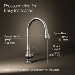 Touchless pull-down kitchen sink faucet with three-function sprayhead