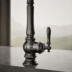 Touchless pull-down kitchen sink faucet with three-function sprayhead