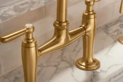 Two-hole bridge kitchen sink faucet with side sprayer