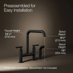 Two-hole bridge kitchen sink faucet with side sprayer