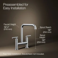 Two-hole bridge kitchen sink faucet