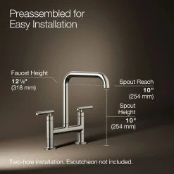 Two-hole bridge kitchen sink faucet
