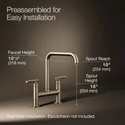 Two-hole bridge kitchen sink faucet