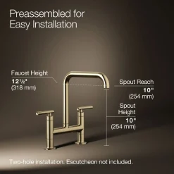 Two-hole bridge kitchen sink faucet