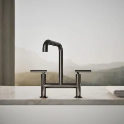 Two-hole bridge kitchen sink faucet