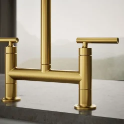 Two-hole bridge kitchen sink faucet