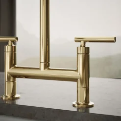 Two-hole bridge kitchen sink faucet