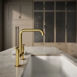 Two-hole bridge kitchen sink faucet