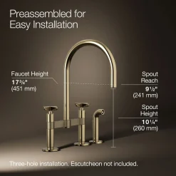 Two-hole bridge kitchen sink faucet with side sprayer