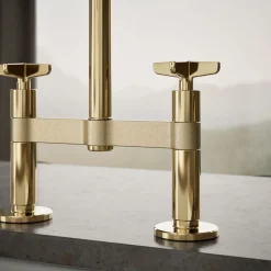 Two-hole bridge kitchen sink faucet with side sprayer
