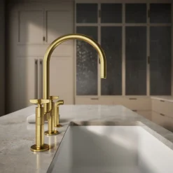 Two-hole bridge kitchen sink faucet with side sprayer