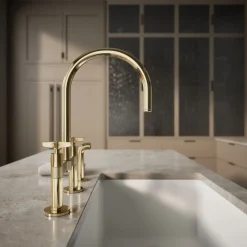 Two-hole bridge kitchen sink faucet with side sprayer