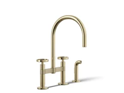 Two-hole bridge kitchen sink faucet with side sprayer
