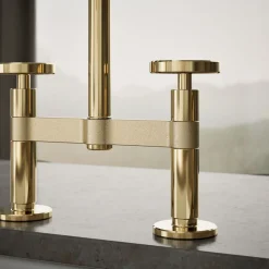Two-hole bridge kitchen sink faucet with side sprayer