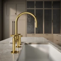 Two-hole bridge kitchen sink faucet with side sprayer