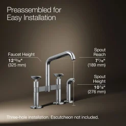 Two-hole bridge kitchen sink faucet with side sprayer