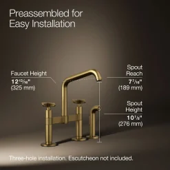 Two-hole bridge kitchen sink faucet with side sprayer