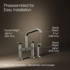 Two-hole bridge kitchen sink faucet with side sprayer