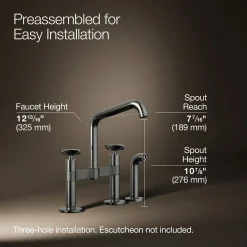 Two-hole bridge kitchen sink faucet with side sprayer