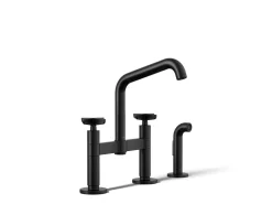 Two-hole bridge kitchen sink faucet with side sprayer