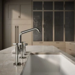 Two-hole bridge kitchen sink faucet with side sprayer