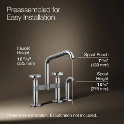 Two-hole bridge kitchen sink faucet with side sprayer