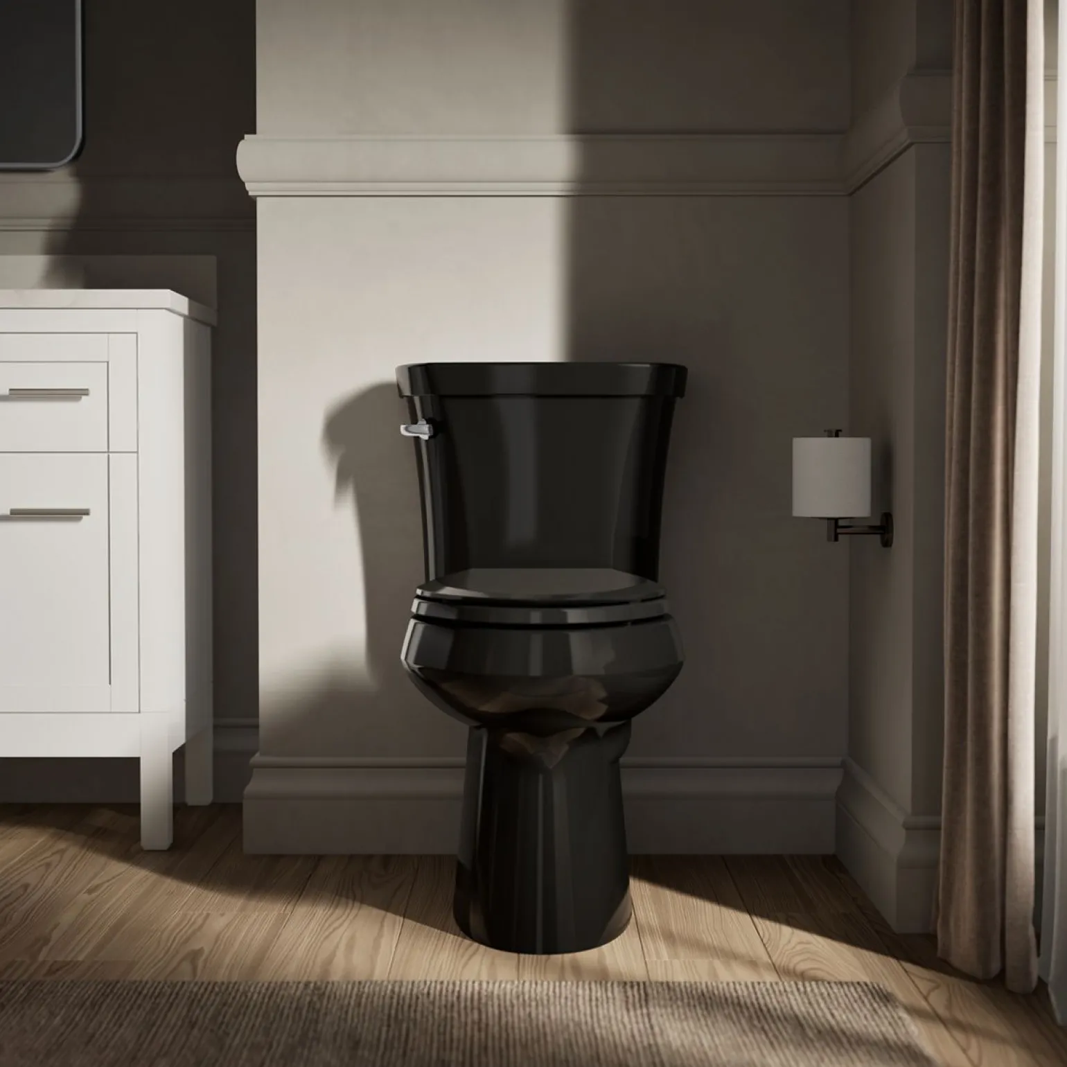 Two-piece elongated comfort height toilet, 1.28 gpf