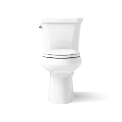 Two-piece elongated toilet, dual-flush