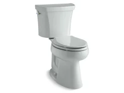 Two-piece elongated toilet, dual-flush