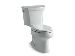 Two-piece elongated toilet, dual-flush