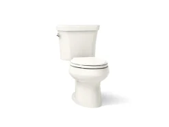 Two-piece elongated toilet, dual-flush
