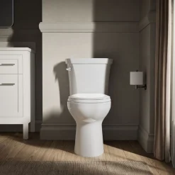 Two-piece elongated toilet, 1.6 gpf