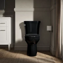 Two-piece elongated toilet, 1.28 gpf