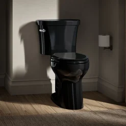 Two-piece elongated toilet, 1.28 gpf