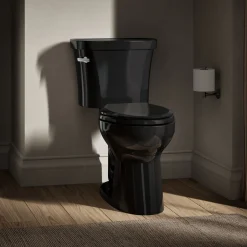 Two-piece elongated toilet, 1.28 gpf