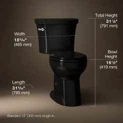 Two-piece elongated toilet, 1.28 gpf